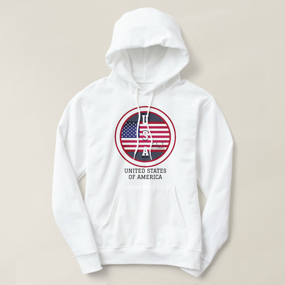 ($54.70) Men's Basic Hooded Sweatshirt: U.S.A.
