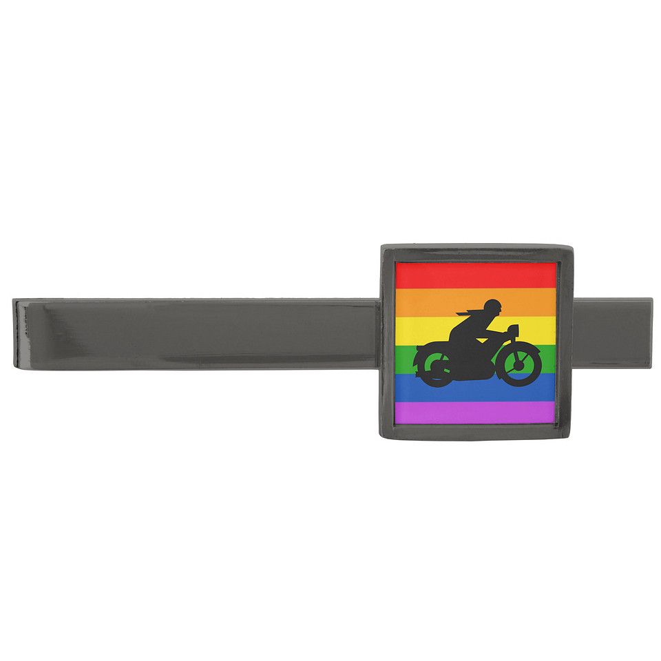 ($37.85) Modern Neck Tie Bar Gunmetal Finish: Rainbow Rider