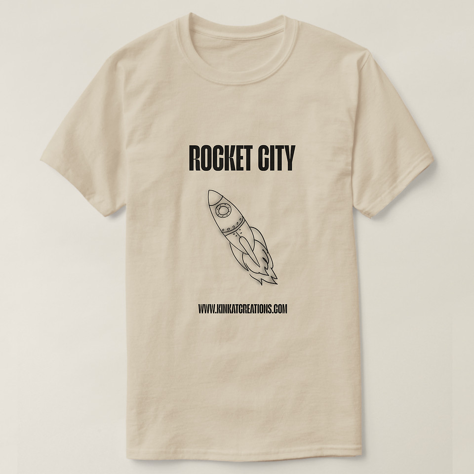 ($25) Basic T-Shirt (men's): Rocket City Simple