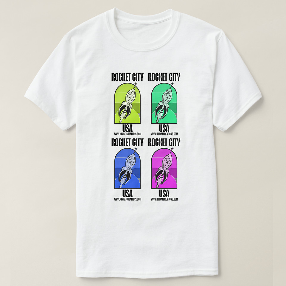 ($25) Basic T-Shirt (men's): Rocket City 4 Square