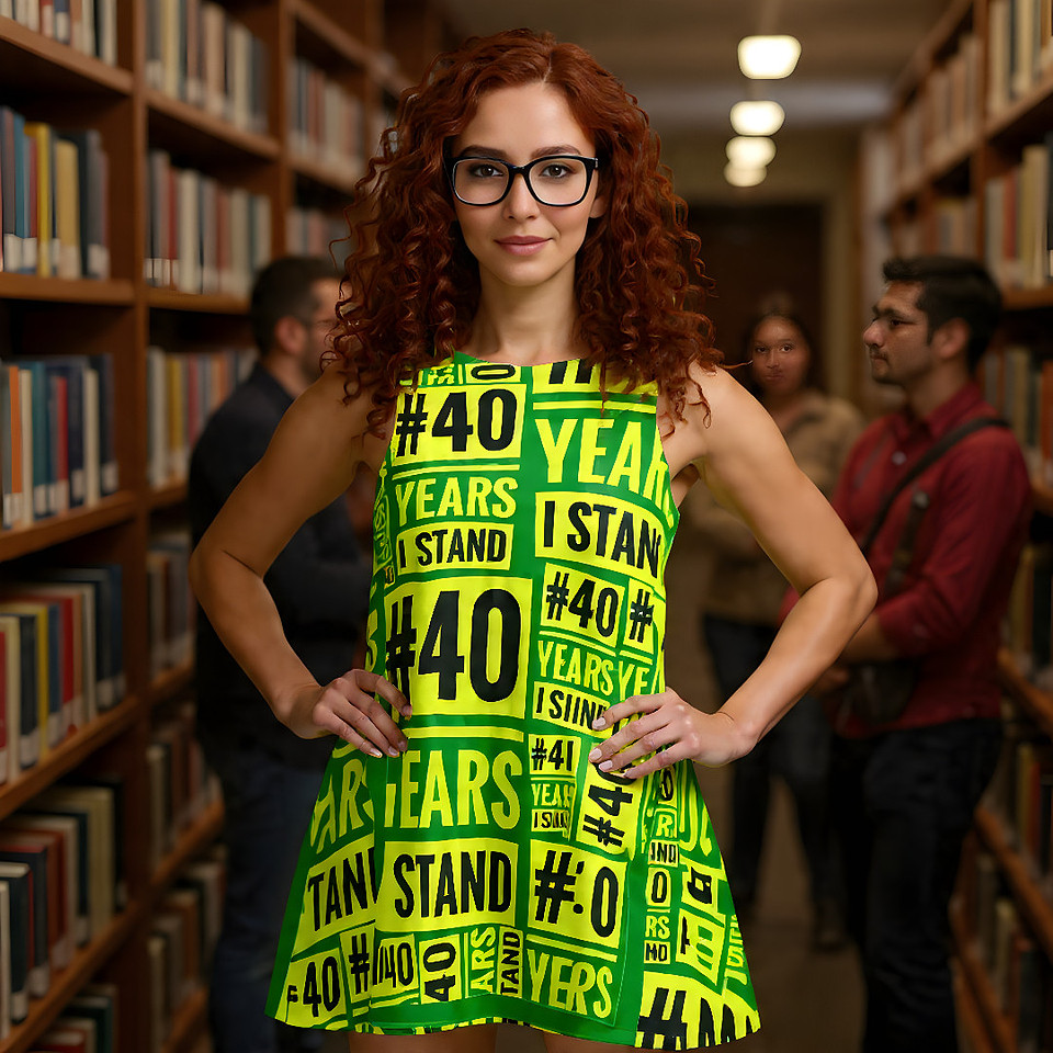 #40YEARSISTAND - 40 YEARS I STAND  (Green & Yellow): A-Line Dress