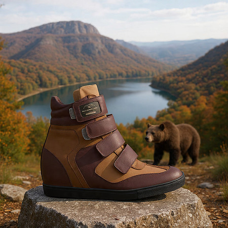 Velcro Wedge Sneakers: B3AR Cognac