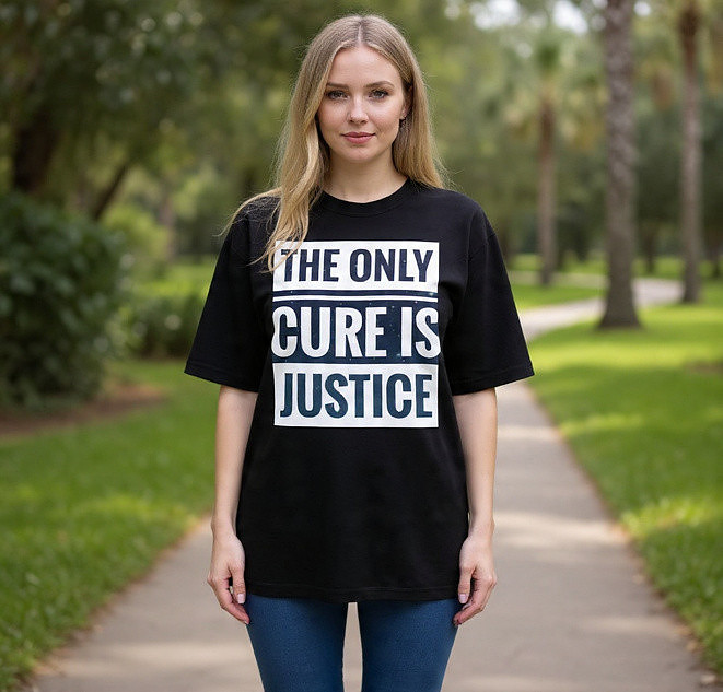 Over-Sized T-Shirt: The Only Cure Is Justice (black t)