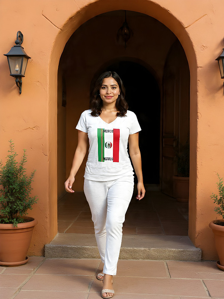 Mexico: Fitted V-Neck T-Shirt