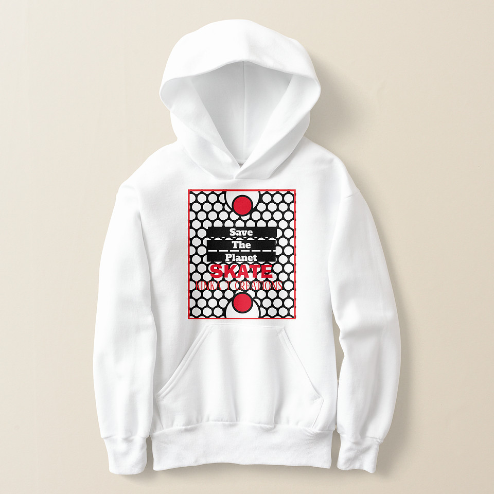 ($39.60) Kids Pullover Hoodie: Save The Planet. Skate