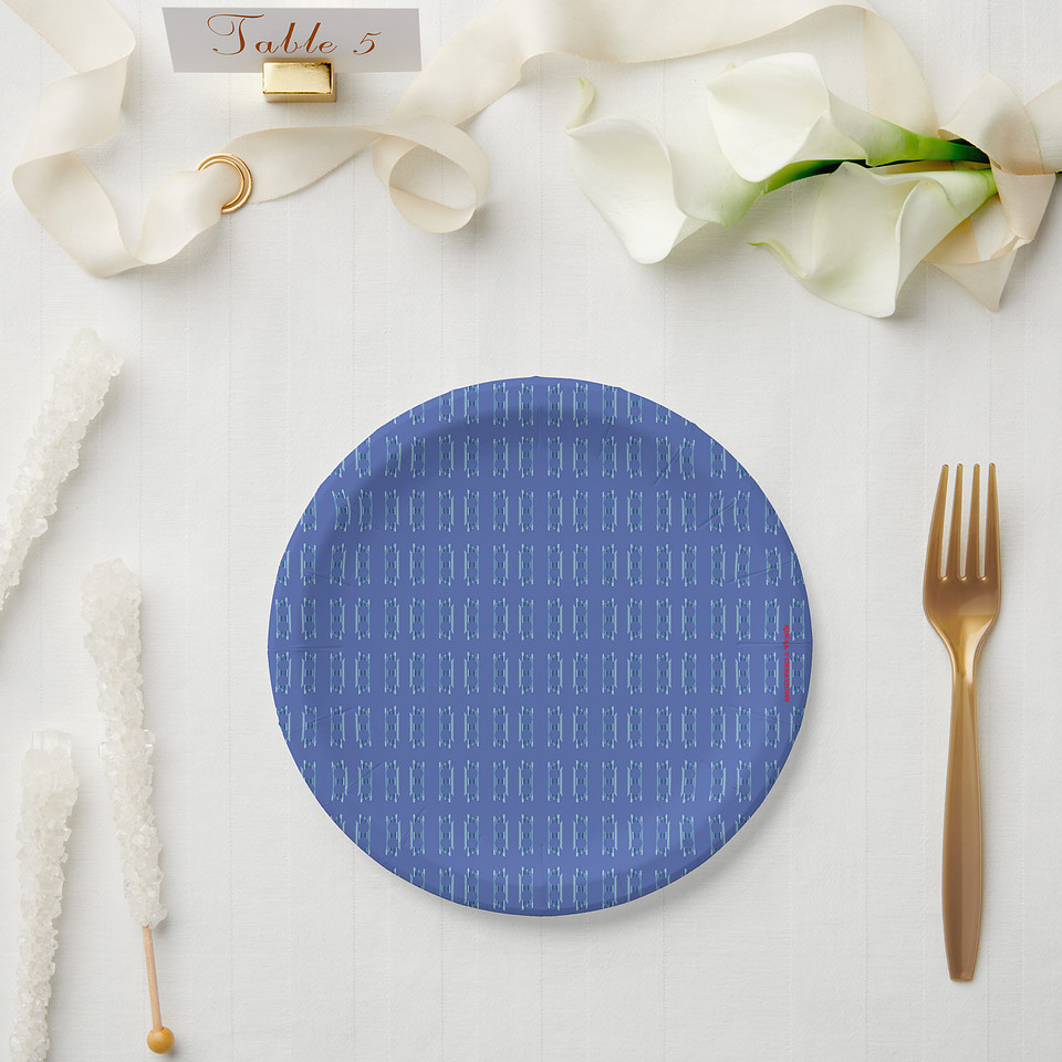 Paper Plates: Blue Etchings (discounts on check out)