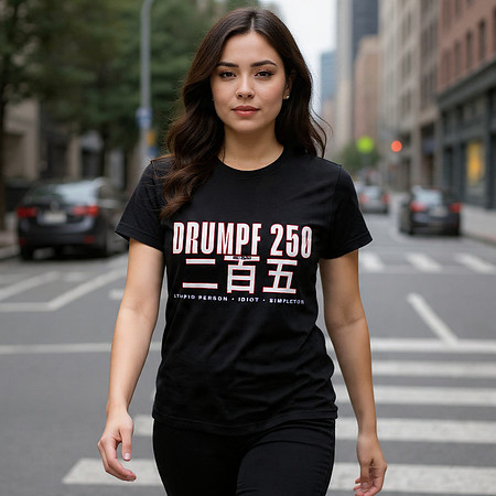 Drumpf 250 二百五 : Stupid Person Idiot Simpleton: Bella+Canvas Tri-blend T-Shirt (Solid Black)
