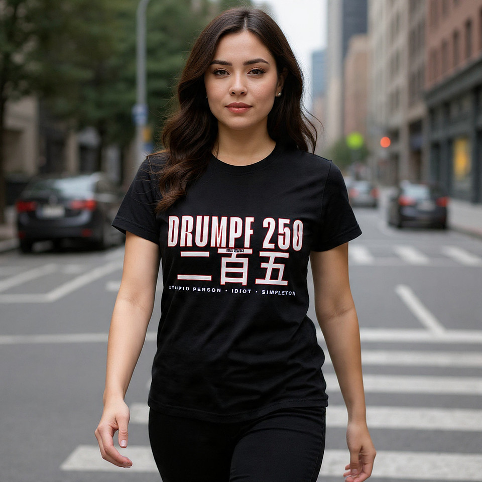 Drumpf 250 二百五 : Stupid Person Idiot Simpleton: Bella+Canvas Tri-blend T-Shirt (Solid Black)