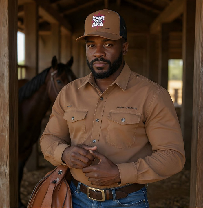 Decolonize Your Minds: 6 Panel Retro Trucker Hats - (Coyote Brown & Black)
