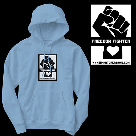Freedom Fighter: Adult Pullover Hoodie (Light Blue)
