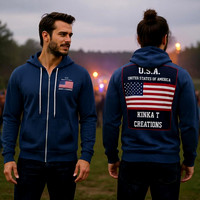 U.S.A.: Bella+Canvas Full-Zip Hoodie (Navy)