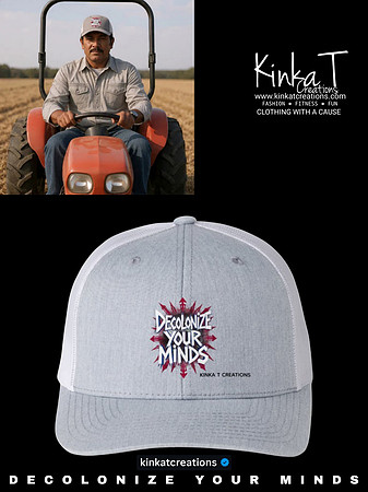 Decolonize Your Minds: 6 Panel Trucker Retro Hats - Heather/Black