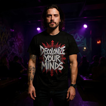 Decolonize Your Minds (Points) (Black): Value T-Shirts:
