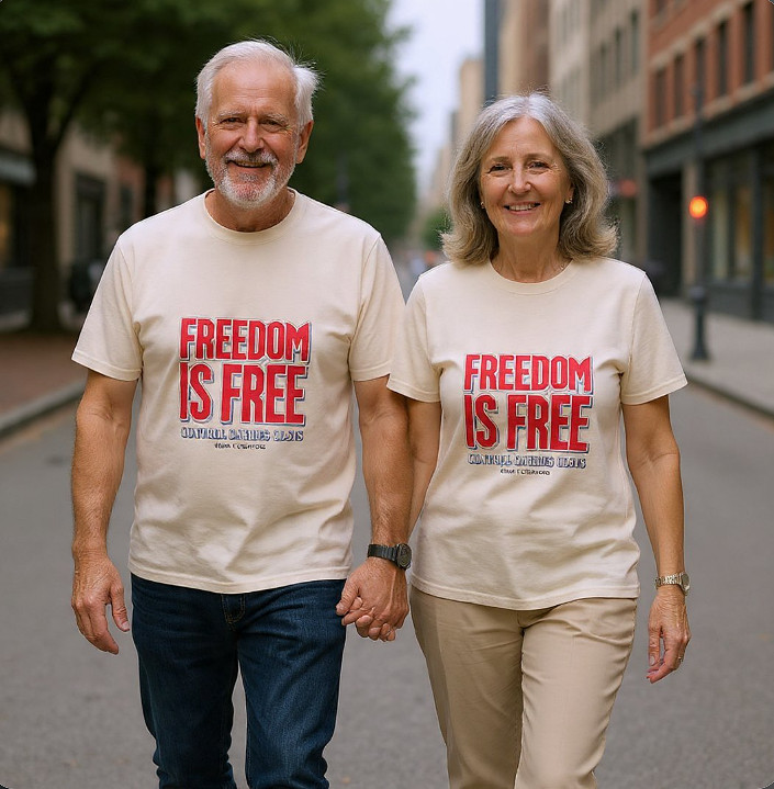 Freedom Isn't Free. Control Carriers Costs: Basic T-Shirts (Sand)