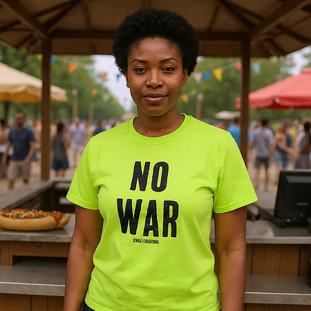 No War: Basic T-Shirt (Safety Green)