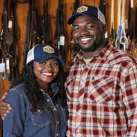 No War: Richardson 112 Hat (Leather Hexegon - Navy/White)