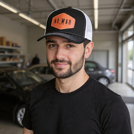 No War: Richardson 112 Hat (Leather Hexegon - Black/White)