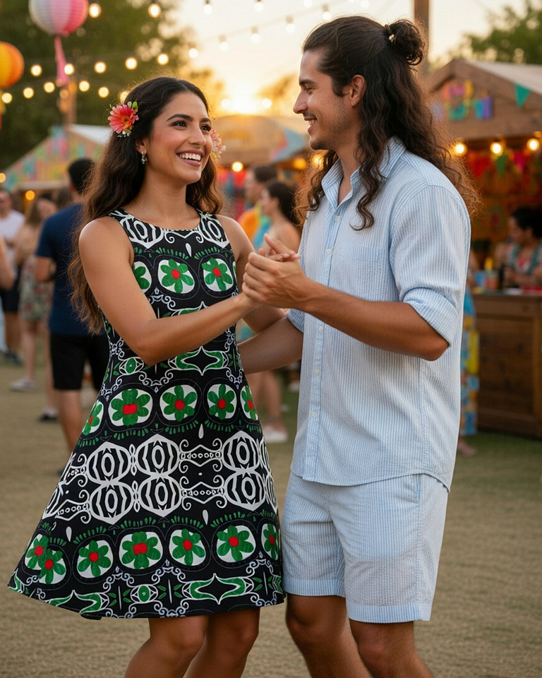 The Green Flower: A-Line Dress
