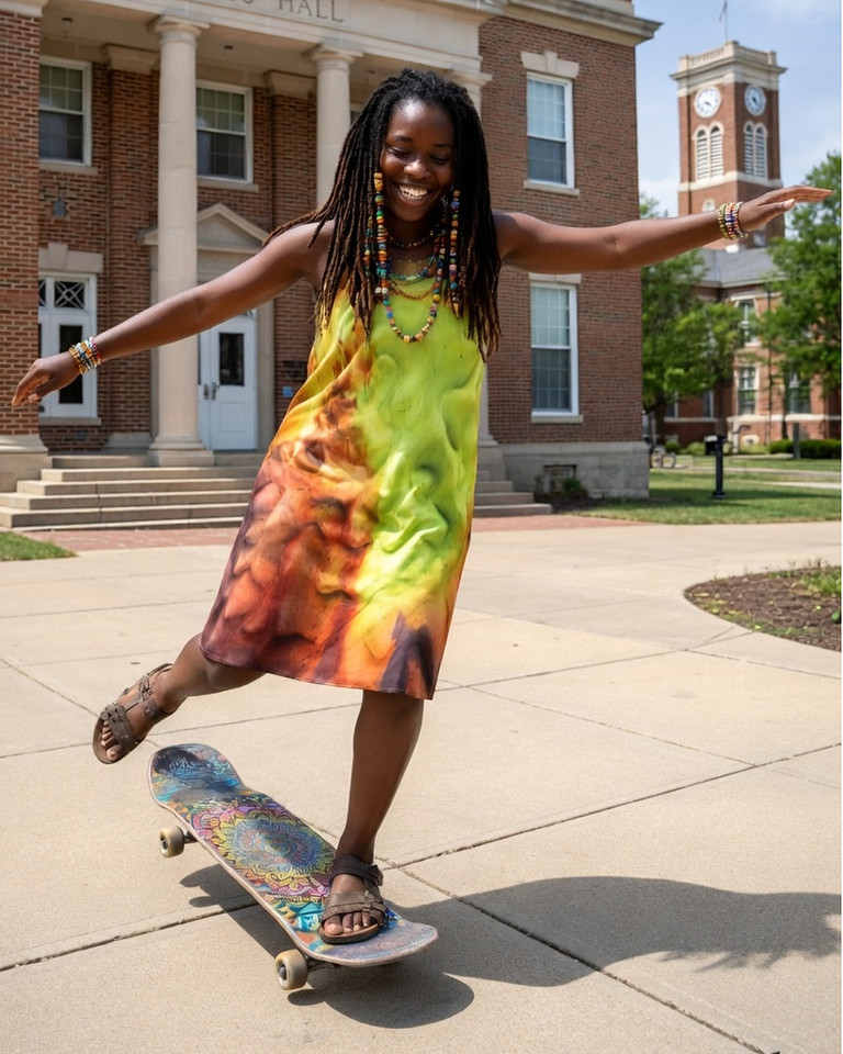 Zen Burst: A-Line Dress