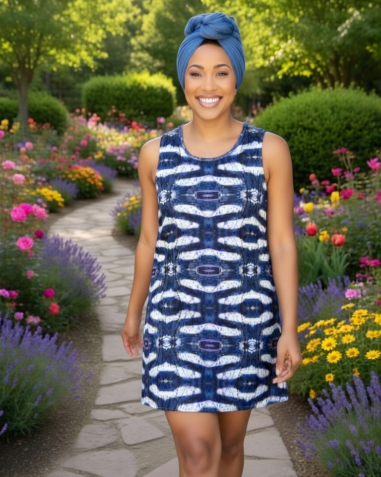 Kaleidoscope Blue: A-Line Dress