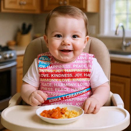 JOY. HAPPINESS. PEACE. HARMONY. LOVE. KINDNESS.: Baby Bib