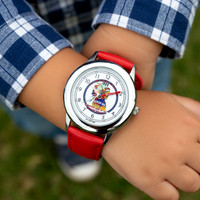 Geronimo: Kids Stainless Steel Leather Wrist Watch (Red)