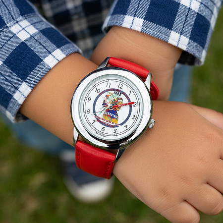 Geronimo: Kids Stainless Steel Leather Wrist Watch (Red)