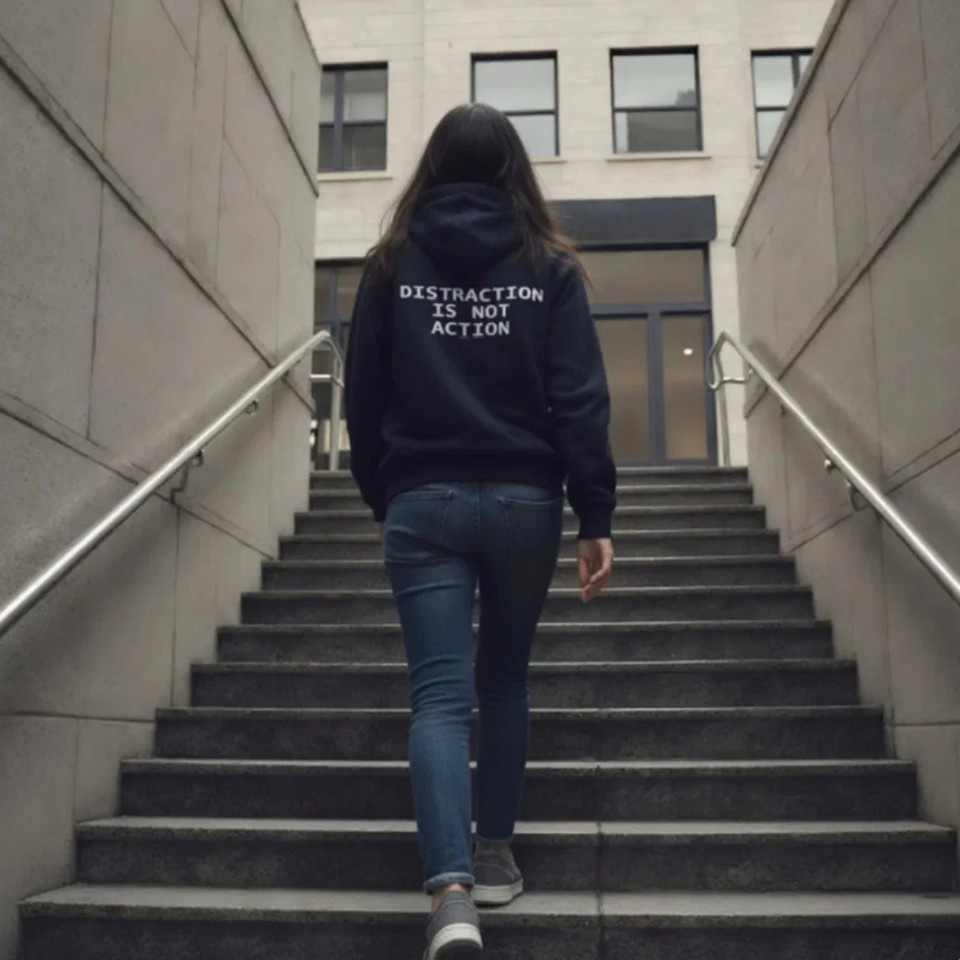 Distraction Is Not Action: Adult Pullover Hoodie