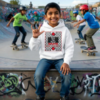 Save The Planet Skate Skateboard: Kids Pullover Hoodie (White)