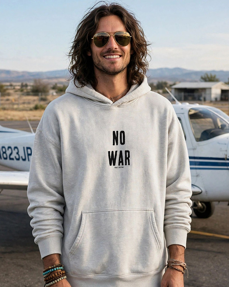 No War: Premium Oversized Hoodie (Bone)