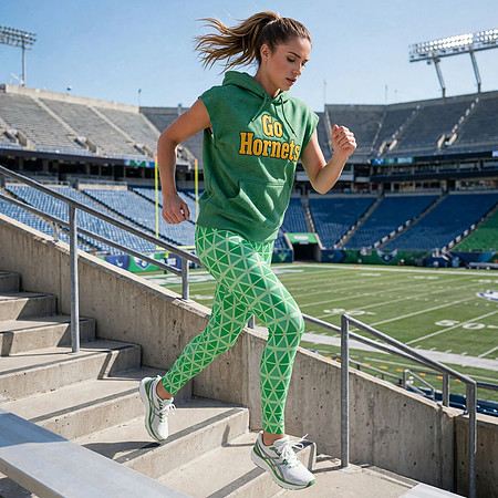 Green Diamonds: Hand-Sewn Full Length Leggings