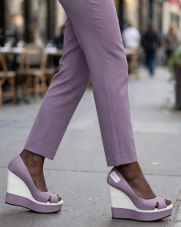 Open Toe Wedge Sandals: Grape