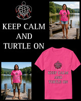 Keep Calm And Turtle On: Basic Dark T-Shirt (Pink)