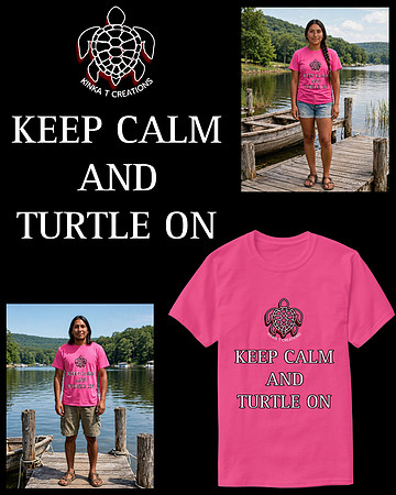 Keep Calm And Turtle On: Basic Dark T-Shirt (Pink)