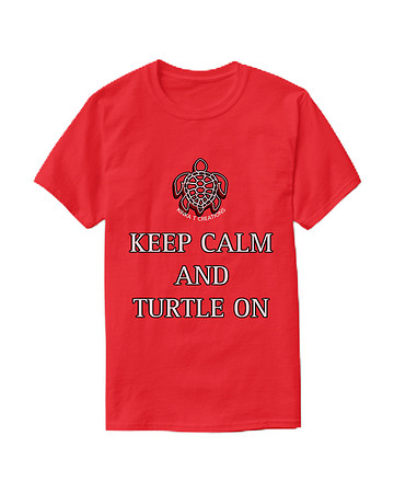 Keep Calm And Turtle On: Basic Dark T-Shirt (Red)