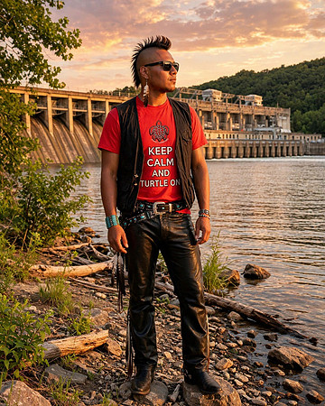 Keep Calm And Turtle On: Basic Dark T-Shirt (Red)