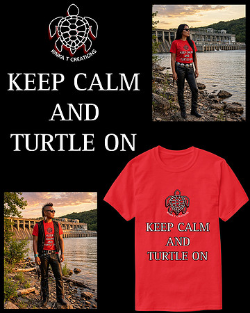 Keep Calm And Turtle On: Basic Dark T-Shirt (Red)
