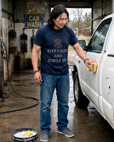 Keep Calm And Turtle On: Basic Dark T-Shirt (Navy Blue)