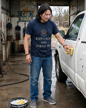 Keep Calm And Turtle On: Basic Dark T-Shirt (Navy Blue)