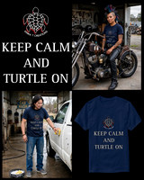 Keep Calm And Turtle On: Basic Dark T-Shirt (Navy Blue)