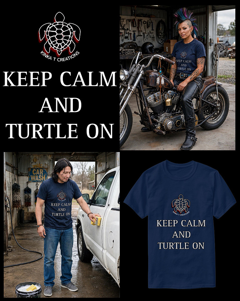Keep Calm And Turtle On: Basic Dark T-Shirt (Navy Blue)