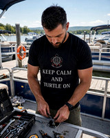 Keep Calm And Turtle On: Basic Dark T-Shirt (Black)