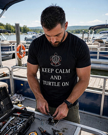 Keep Calm And Turtle On: Basic Dark T-Shirt (Black)