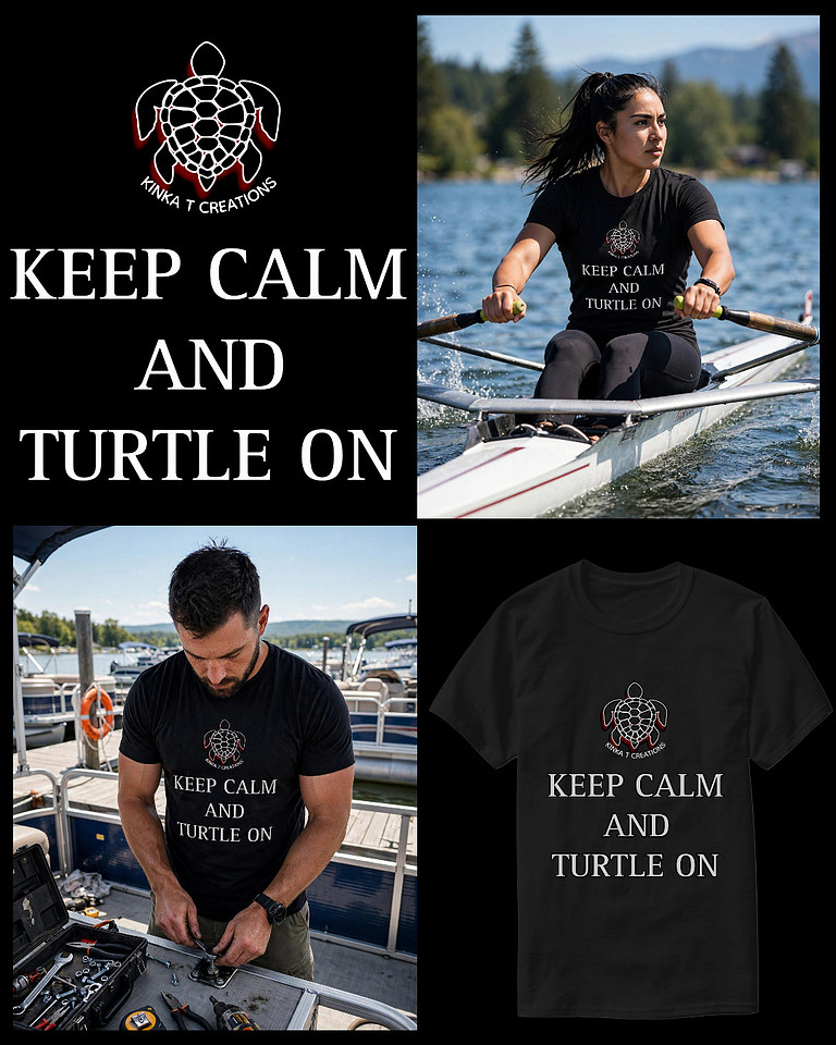 Keep Calm And Turtle On: Basic Dark T-Shirt (Black)