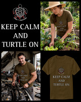 Keep Calm And Turtle On: Basic Dark T-Shirt (Brown)