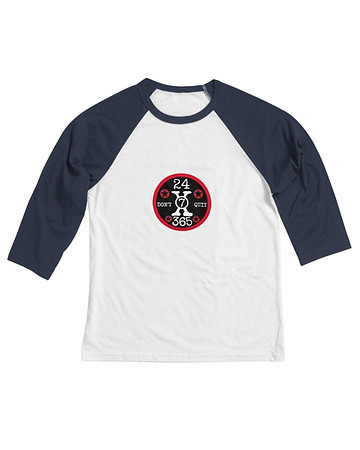 24x7x365 Don't Quit (RB): Baseball Style ¾ Raglan Sleeve T-Shirts  (White/Navy)
