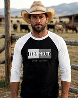 Respect: Baseball Style ¾ Raglan Sleeve T-Shirts  (Black/White)