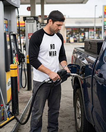 No War: Baseball Style ¾ Raglan Sleeve T-Shirts (White/Black)