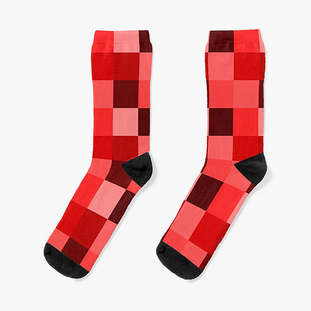 ($24.85) Stretchy Knit Crew Socks: Cube Rojo