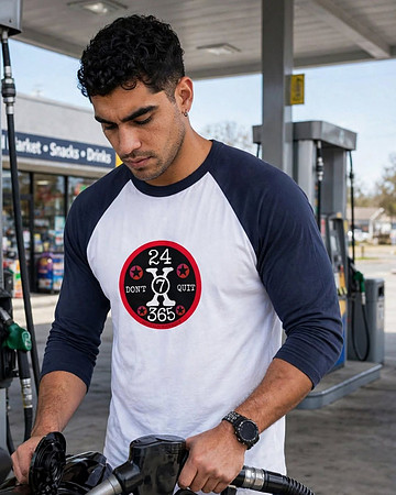 Baseball Style ¾ Raglan Sleeve T-Shirts  (White & Navy): 24x7x365 Don't Quit (RB)